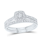 1/3CTW-DIA NK  CUSHION SINGLE HALO BRIDAL SET